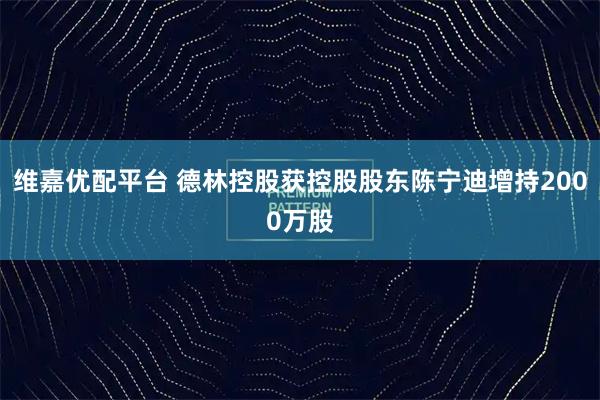维嘉优配平台 德林控股获控股股东陈宁迪增持2000万股