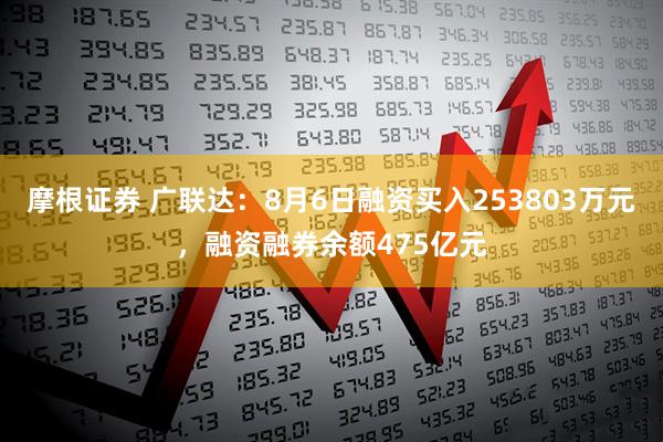 摩根证券 广联达：8月6日融资买入253803万元，融资融券余额475亿元
